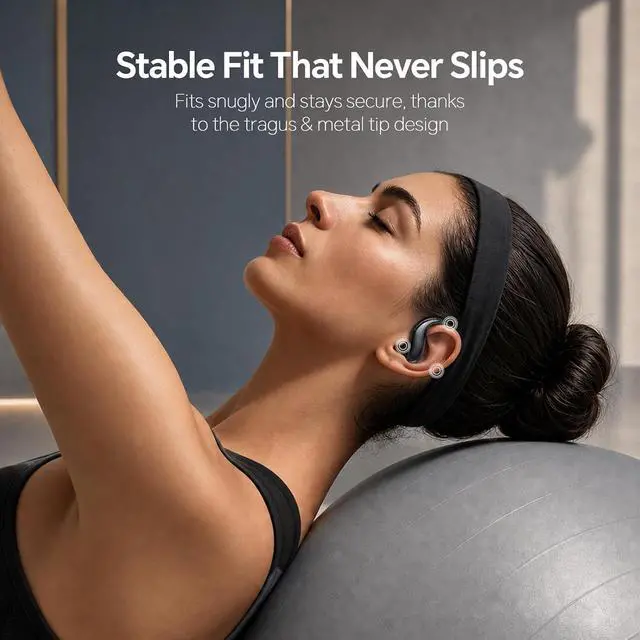 Alt view image 6 of 7 - Semi Open Over Ear Earbuds Wireless Bluetooth Semi Open Ear Headphones Air Conduction Earbuds with Over Ear Hooks Open Ear Buds Out of Ear Headphones