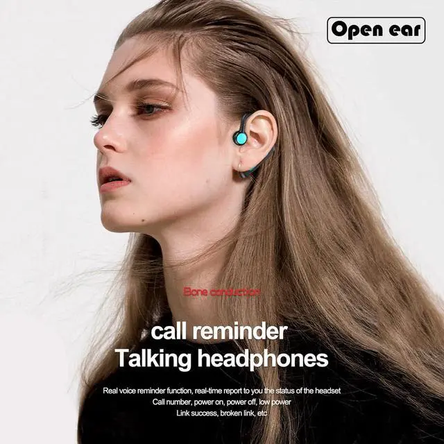 Alt view image 4 of 7 - Open Ear Headphones Bluetooth Single Bone Conduction Wireless Earbuds with Earhooks Microphone Earphones Waterproof Long Battery Life Earpiece for Workout Running Sports Cycling Gym Android iOS Blue
