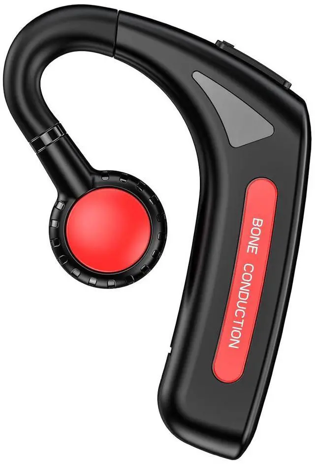 Main image of Open Ear Headphones Bluetooth Single Bone Conduction Wireless Earbuds with Earhooks Microphone Earphones Waterproof Long Battery Life Earpiece for Workout Sports Running Android iOS Non Ear Plug Red