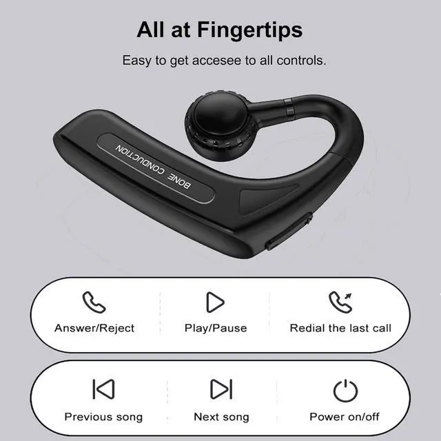 Alt view image 5 of 7 - Open Ear Headphones Bluetooth Single Bone Conduction Wireless Earbuds with Earhooks Microphone Earphones Waterproof Long Battery Life Earpiece for Workout Sports Running Android iOS Non Ear Plug Red