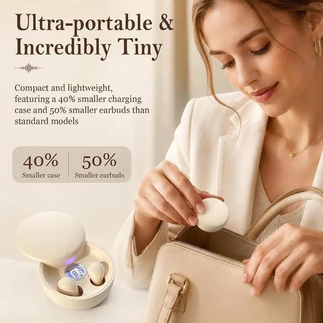 Alt view image 6 of 7 - Low Profile Invisible Earbuds Mini Wireless Bluetooth with Premium Sound Quality and One Step Auto Pairing Micro Tiny Small Discreet Earbuds for Small Ear Canals Invisible Ear Buds Mini
