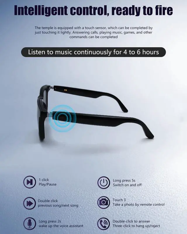 Alt view image 3 of 7 - Smart Bluetooth Glasses Sunglasses for Women Men with Speakers Bluetooth 5.3 Eyeglasses Audio Blue Tooth Glasses