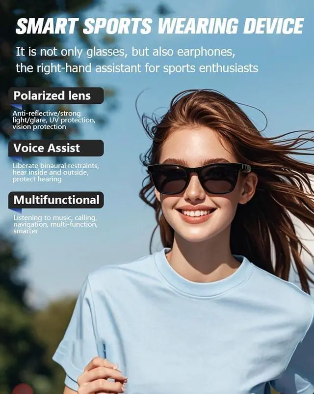 Alt view image 2 of 7 - Smart Bluetooth Glasses Sunglasses for Women Men with Speakers Bluetooth 5.3 Eyeglasses Audio Blue Tooth Glasses