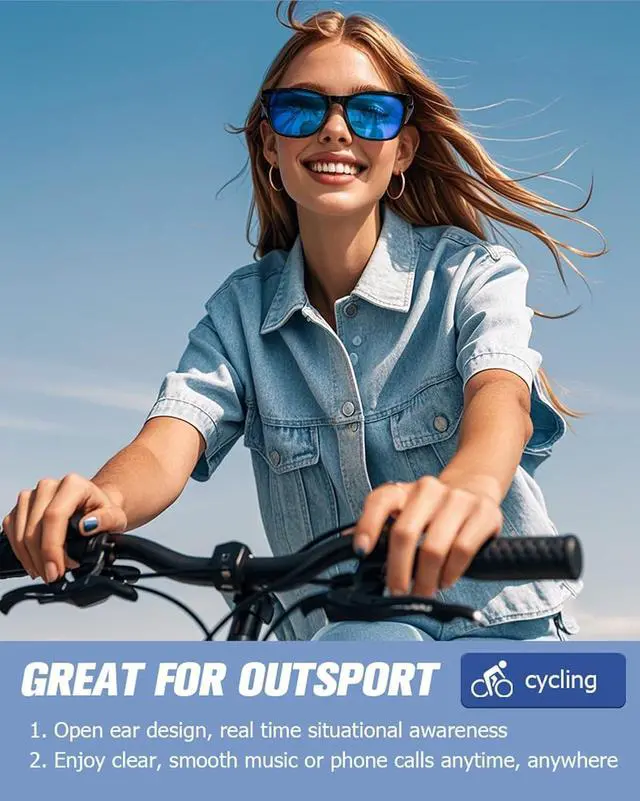 Alt view image 5 of 7 - Smart Bluetooth Glasses Sunglasses for Women Men with Speakers Bluetooth 5.3 Eyeglasses Audio Blue Tooth Glasses