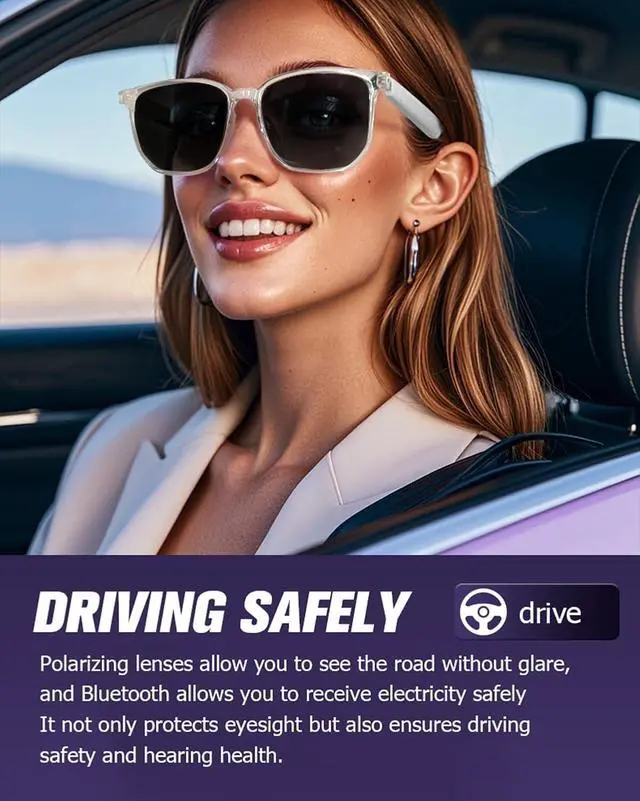 Alt view image 7 of 7 - Smart Bluetooth Glasses Sunglasses for Women Men with Speakers Bluetooth 5.3 Eyeglasses Audio Blue Tooth Glasses