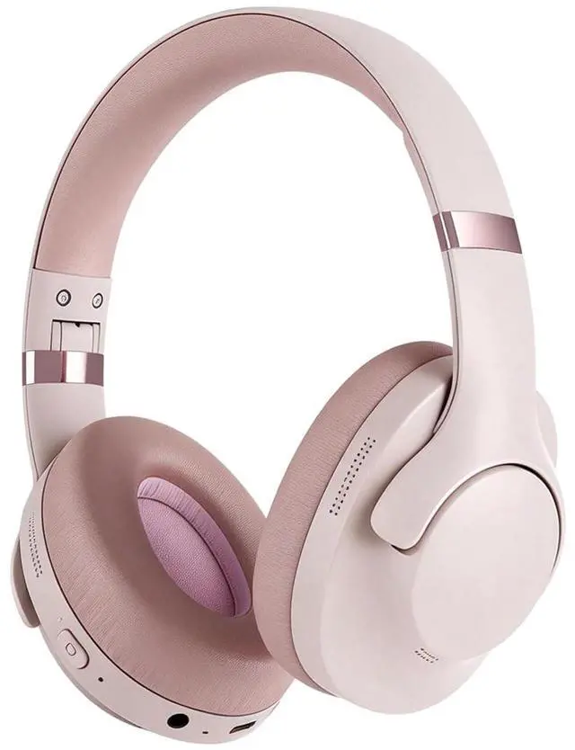 Main image of Pink Hybrid Active Noise Cancelling Bluetooth ANC Headphones Wireless Noise Cancelling Over Ear Headphoens Headset Workout Gym Sound Cancelling Soundproof Headphones for Airplane Travel Gym Men Adults