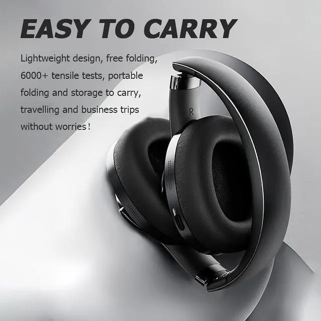 Alt view image 7 of 7 - Blue Hybrid Active Noise Cancelling Bluetooth ANC Headphones Wireless Noise Cancelling Over Ear Headphoens Headset Workout Gym Sound Cancelling Soundproof Headphones for Airplane Travel Gym Men Adults