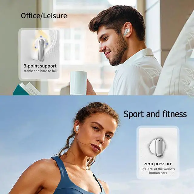 Alt view image 2 of 7 - 2 Pack Wireless Bluetooth Earbuds Ear Buds for iPhone Android, 2 Pairs of Blue Tooth 5.4 Ear Buds Wireless Earphones Small Mini Earbuds and Sports Running Working Out Waterproof Fitness Headphones