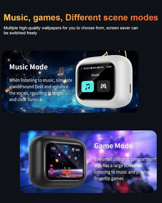 Alt view image 3 of 7 - True Wireless Earbuds Bluetooth Headphones with Touch Screen Blue Tooth Ear Buds Earphones for iPhone Android ANC Active Noise Cancelling Smart Earbuds Ear Phones