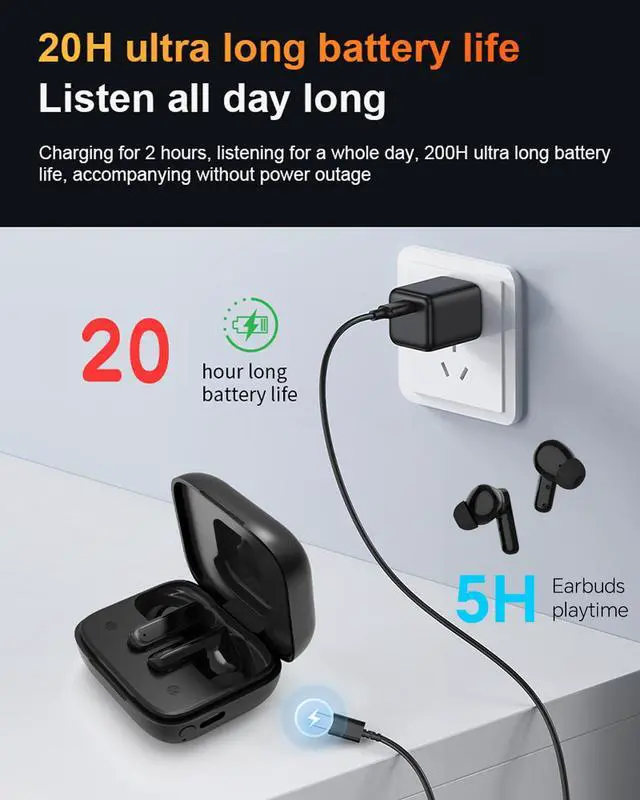 Alt view image 6 of 7 - True Wireless Earbuds Bluetooth Headphones with Touch Screen Blue Tooth Ear Buds Earphones for iPhone Android ANC Active Noise Cancelling Smart Earbuds Ear Phones