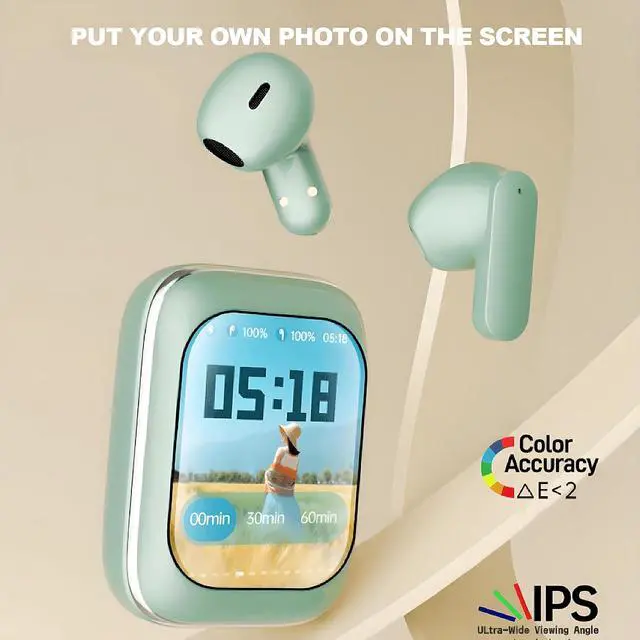 Alt view image 2 of 6 - Smart Small Mini Touch Screen Earbuds with Screen for iPhone Android TWS Bluetooth Wireless Touchscreen Earbuds Small Ears Canals Blue Tooth Ear Buds Touch Screen Earphones Ear Buds