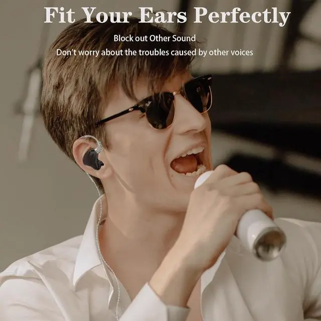 Alt view image 6 of 7 - Zax in Ear Monitor Headphones, 7BA+1DD Hybrid IEM with Mic | HiFi Sound Isolating Wired Earbuds for Gaming, Zin Alloy Shell Metal Earphone with 3.5mm Jack Detachable Cable (Mic, Black)