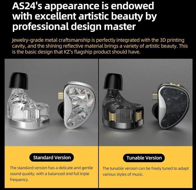 Alt view image 6 of 7 - AS24 in Ear Monitor Headphone 24BA Drivers High Performance IEM Earphones with 8 Tuning Switches, Noise Isolation Wired Earbuds for Musicians (Tuning Version,Black,with mic)