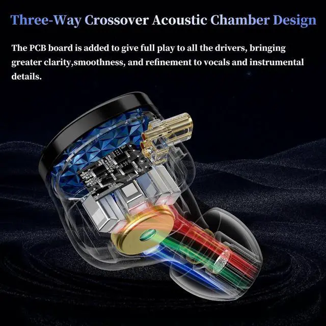 Alt view image 7 of 7 - ZAS Pro 7BA+1DD in Ear Monitor, 3.5mm Jack HiFi IEM with Mic, Black | Noise Isolation Earphone with Clear Sound, Comfort Secure in Ear Fit, 8 Core Detachable Cable for Musicians Audiophiles