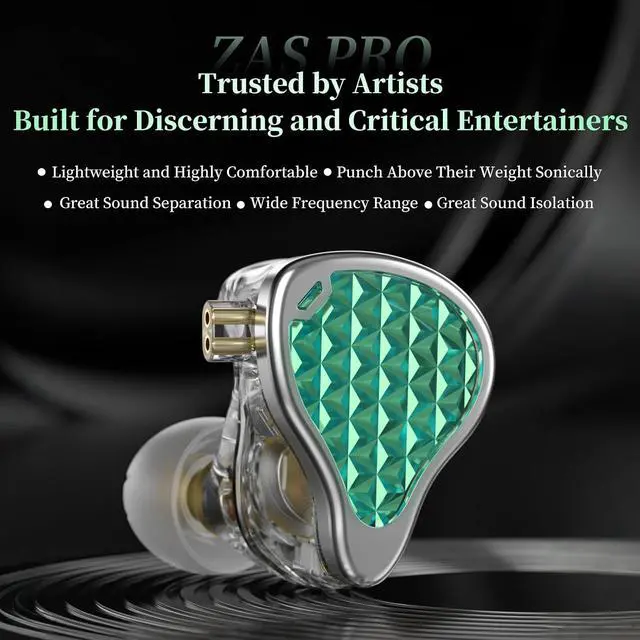Alt view image 2 of 7 - ZAS Pro in Ear Monitor Headphones, 7BA+1DD Hybrid HiFi IEM | Clear Sound Deep Bass Noise Isolation IEM, Comfort Secure Fit, Detachable Cable for Musicians Audiophiles (White, Nomic)