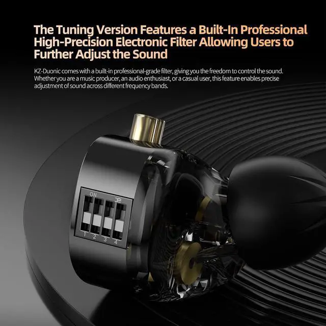 Alt view image 3 of 7 - Duonic in Ear Monitor, Planar Magnetic + Dynamic Dual Driver IEM | Switch for Tuning, N52 Triple Magnets Planar Drive, HiFi Deep Bass Headphones Comfort fit Noise Isolating IEM for Musician