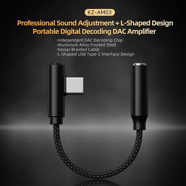Alt view image 2 of 7 - AM03 USB C to 3.5mm Audio Adapter Type C to Headphone Aux Jack Dongle 24bit/96kHz HiFi DAC Cable with EQ 4 Timbres Tuning Compatible with iPhone 17 16, iPad, Galaxy S25 S26 Ultra, Pixel 10