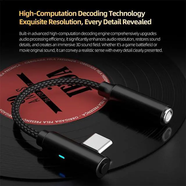 Alt view image 6 of 7 - AM03 USB C to 3.5mm Audio Adapter Type C to Headphone Aux Jack Dongle 24bit/96kHz HiFi DAC Cable with EQ 4 Timbres Tuning Compatible with iPhone 17 16, iPad, Galaxy S25 S26 Ultra, Pixel 10