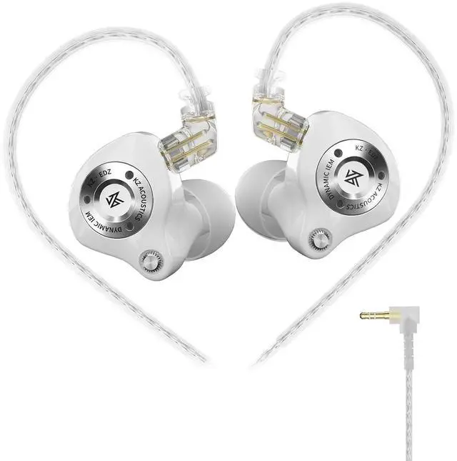 Main image of EDZ in Ear Monitor, Sound Isolating HiFi IEM, Clear in All Frequency | Stereo Sound Single Dynamic Driver Secure Fit Durability Wired Earbuds for Audio Engineers, Musicians (White, Nomic)