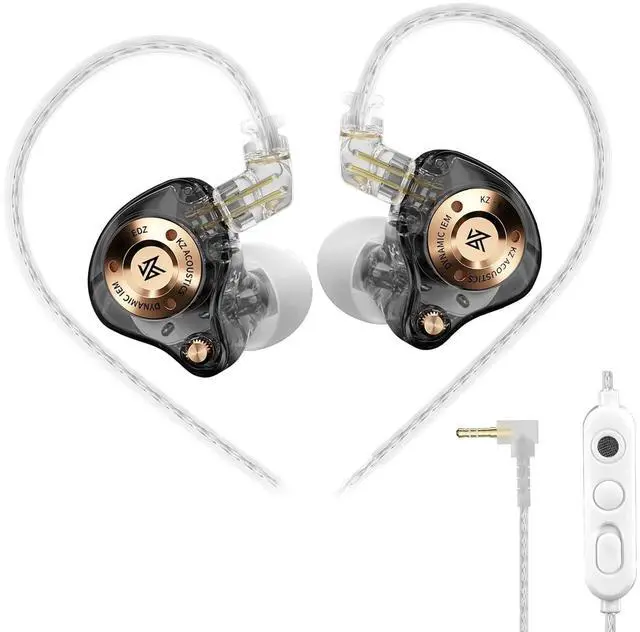 Main image of EDZ in Ear Monitor, Sound Isolating HiFi IEM, Clear Sound in All Frequency Stereo Sound Single Dynamic Driver Secure Fit Durability Wired Earbuds for Audio Engineers, Musicians (Black, Mic)