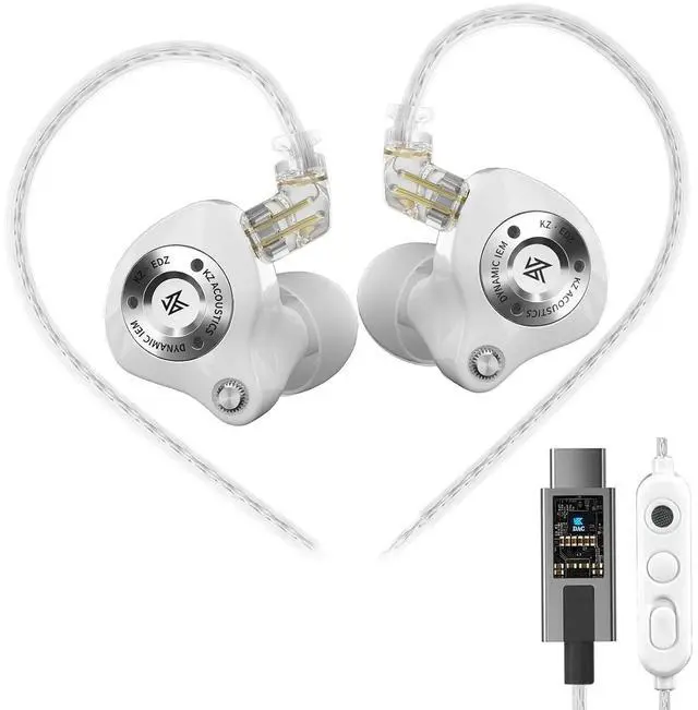 Main image of EDZ in Ear Monitor, Sound Isolating HiFi IEM, Clear Sound in All Frequency Stereo Sound Single Dynamic Driver Secure Fit Durability Wired Earbuds for Audio Engineers, Musicians (White, DSP)
