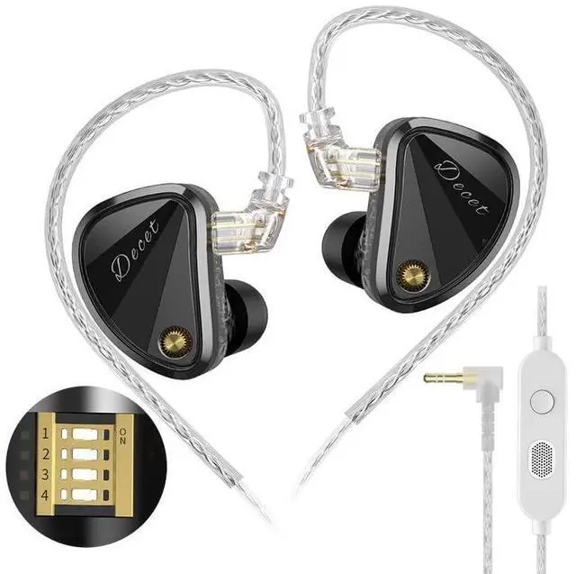 Main image of Decet in Ear Monitors Headphones, 5 Dynamic Driver IEM with 4 Tuning | Clarity in All Frequency Stereo Sound Comfortable Noise Isolating Earphones for Stage and Studio (Tuning, Mic)