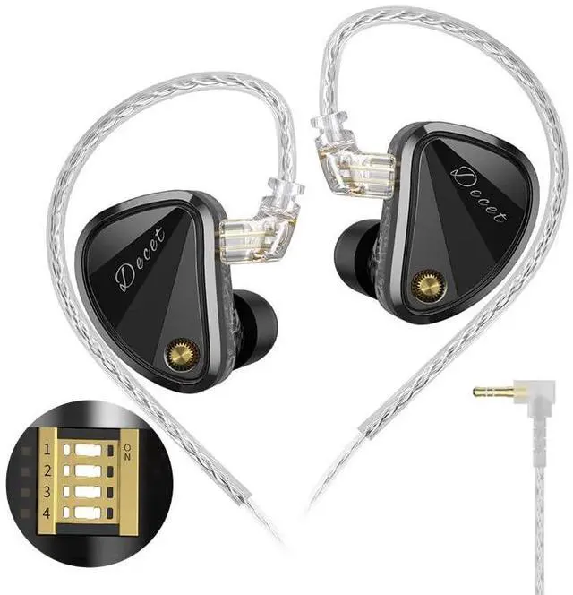 Main image of Decet in Ear Monitors Headphones, 5 Dynamic Driver IEM with 4 Tuning Switches, Clarity in All Frequency Stereo Sound Comfortable Noise Isolating Earphones for Stage and Studio (Tuning, Nomic)