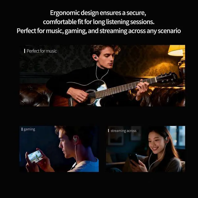 Alt view image 6 of 7 - Vibe X USB C Headphone, 2DD in Ear Monitor with Audio Haptic IEM Mic | Good Imaging & Soundstage, Open Soundstage, High Transparency, Powerful Bass and Detailed Treble Reproduction