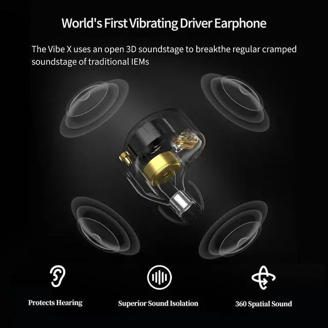 Alt view image 7 of 7 - Vibe X USB C Headphone, 2DD in Ear Monitor with Audio Haptic IEM Mic | Good Imaging & Soundstage, Open Soundstage, High Transparency, Powerful Bass and Detailed Treble Reproduction