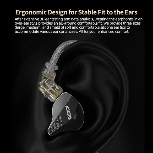 Alt view image 4 of 7 - CCA Pianist in Ear Monitor 2BA+1DD Hybrid Triple Drivers Earbuds HiFi Bass Noise Isolation Earphones, Clarity Stereo Sound Comfortable Headphones for Audio Engineers, Musicians(with Mic)