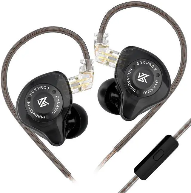 Main image of EDX Pro X in Ear Monitor Headphones, HiFi Stereo IEM, Dynamic Driver Earphones with Detachable Cable, Deep Bass Noise Isolating Earbuds for Singers Musicians Drummers Audiophile (MIC, Black)