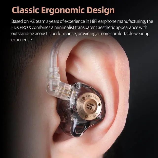 Alt view image 3 of 7 - EDX Pro X in Ear Monitor Headphones, HiFi Stereo IEM, Dynamic Driver Earphones with Detachable Cable, Deep Bass Noise Isolating Earbuds for Singers Musicians Drummers Audiophile (MIC, White)