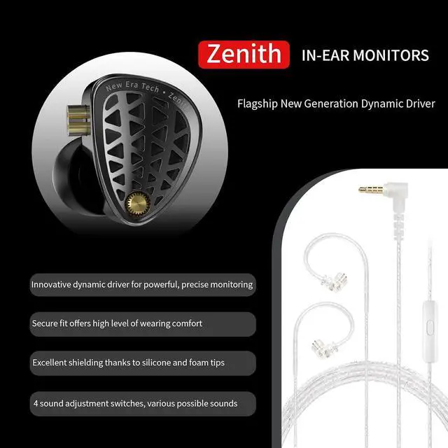 Alt view image 2 of 7 - Zenith IEM Wired Earbuds, Full Metal in Ear Monitor | Clear Sound, Deep Bass, Detailed Treble Reproduction, Secure in Ear Fit, Good Imaging & Soundstage