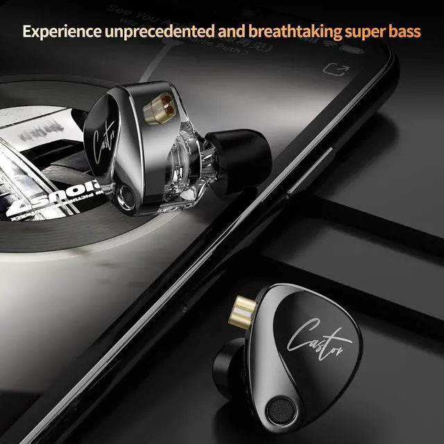 Alt view image 6 of 7 - Castor in Ear Monitor Dual Dynamic Drivers Headphones with 4 Tuning Switches HiFi Noise Cancelling Earphones, Clarity in All Frequency Stereo Sound Earbuds for Audio Engineers, Musicians(Black)