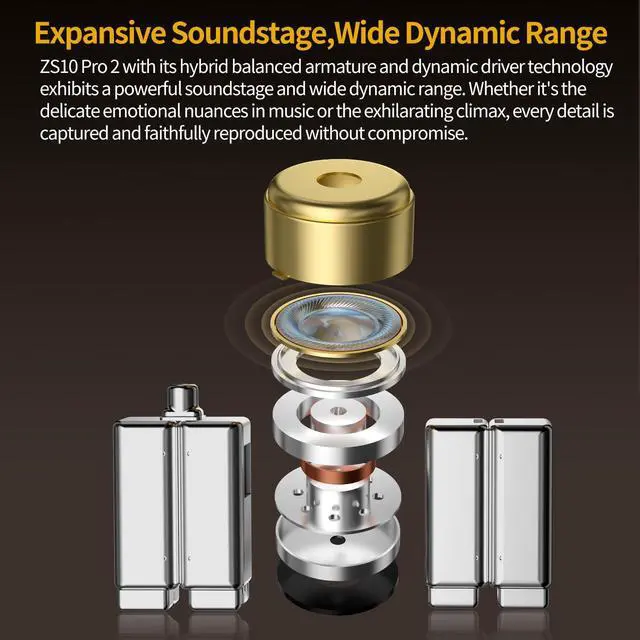 Alt view image 5 of 7 - ZS10 Pro 2 in Ear Monitor, 4BA+1DD Hybrid Drivers with 4 Tuning Switches, HiFi Bass Noise Isolation IEM, Clarity in All Frequency Stereo Sound Comfortable Earphones for Audio Engineers (Nomic)
