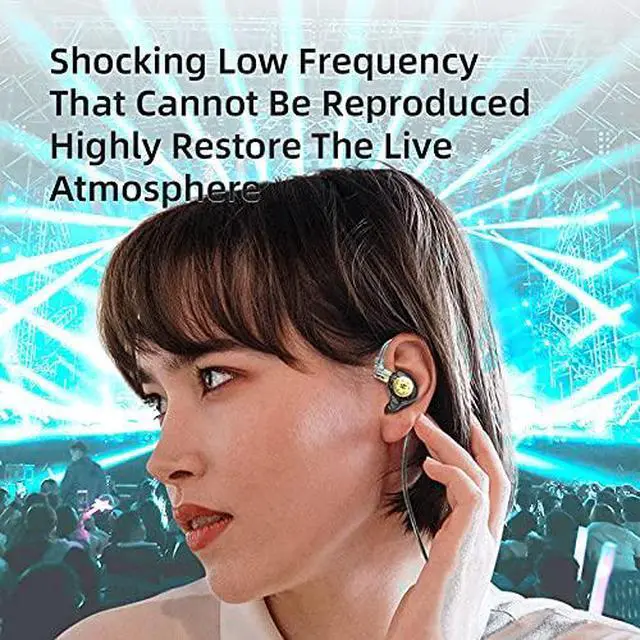Alt view image 2 of 7 - EDX Pro Upgrade Dual Magnetic Circuit Dynamic Headphones HiFi bass in Ear Monitor Headphones Sports Noise Reduction Headphones(Black,with mic)