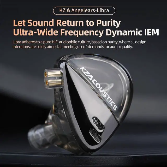 Alt view image 2 of 7 - Libra in Ear Monitor, Ultra Wide Frequency Dynamic Driver HiFi Bass IEM, Clarity in All Frequency Stereo Sound Comfortable Headphones for Audio Engineers, Musicians (High, MIC)