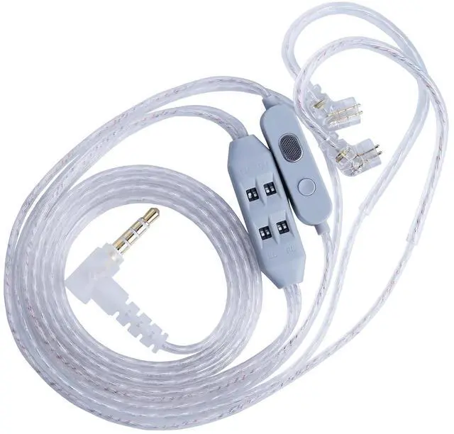 Main image of T8 IEM Cable, Dual Mic Silver Plated Upgrade Cable with 8 Level Electronic Tuning, 3.94ft in Ear Monitor Wire for ZS10 Pro ZAS Zax ZAR Or Other 2Pin 0.78mm IEMs (Mic)