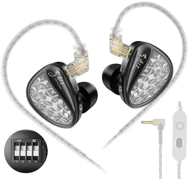 Main image of ZA12 in Ear Monitor Headphones, 2DD+4BA Hybrid Drivers Sound Isolating IEM with 4 Level Tuning for Musicians, Engineers, DJs, Audiophile and Singers (Mic, Tuning)