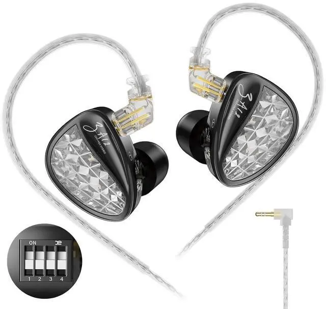 Main image of ZA12 in Ear Monitor Headphones, 2DD+4BA Hybrid Drivers Sound Isolating IEM with 4 Level Tuning for Musicians, Engineers, DJs, Audiophile and Singers (Nomic, Tuning)