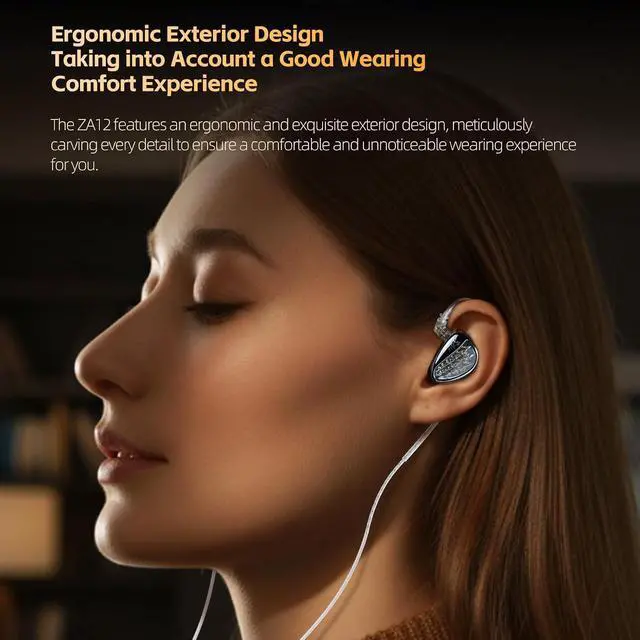 Alt view image 7 of 7 - ZA12 in Ear Monitor Headphones, 2DD+4BA Hybrid Drivers Sound Isolating IEM with 4 Level Tuning for Musicians, Engineers, DJs, Audiophile and Singers (Nomic, Tuning)
