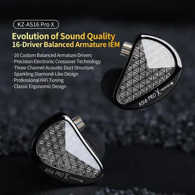Alt view image 2 of 7 - AS16 Pro X 16BA Driver in Ear Monitor, HiFi Wired Earbuds, Noise Isolation Gaming Earbuds, Stereo Sound Deep Bass IEM Earphones Detachable Cable for Musician (Nomic)