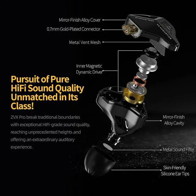 Alt view image 4 of 7 - ZVX Pro in Ear Monitor Headphones, Inner Magnetic Dynamic Driver HiFi Bass Earphones, All Frequency Balance Stereo Wired Earbuds for Audio Engineers Singer Musician Audiophile (Mic)