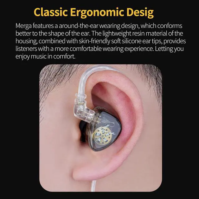 Alt view image 6 of 7 - Merga in Ear Monitor Headphones, Professional Noise Isolating Dual Dynamic Driver HiFi Bass Earphones, All Frequency Balance Stereo Wired Earbuds for Audio Engineers Singer Musician (Pro, MIC)