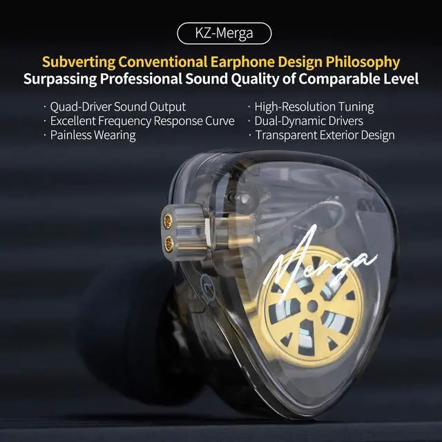 Alt view image 2 of 7 - Merga in Ear Monitor Headphones, Professional Noise Isolating Dual Dynamic Driver HiFi Bass Earphones, All Frequency Balance Stereo Wired Earbuds for Audio Engineers Singer Musician (Pro, MIC)