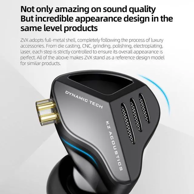 Alt view image 2 of 7 - ZVX in Ear Monitor Headphones, Dual Cavity Dynamic Driver HiFi Bass Earphones, All Frequency Balance Stereo Wired Earbuds for Audio Engineers Singer Musician Audiophile (Nomic, Black)