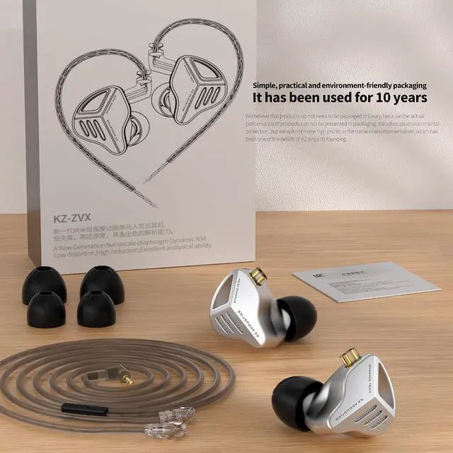 Alt view image 7 of 7 - ZVX in Ear Monitor Headphones, Dual Cavity Dynamic Driver HiFi Bass Earphones, All Frequency Balance Stereo Wired Earbuds for Audio Engineers Singer Musician Audiophile (MIC, Silver)