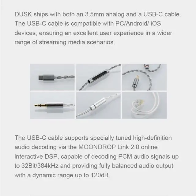 Alt view image 6 of 7 - Moondrop x Crinacle Dusk 2DD+2BA+2Planar in Ear Headphone with 0.78 2 Pin 3.5mm/DSP Replaceable Cables
