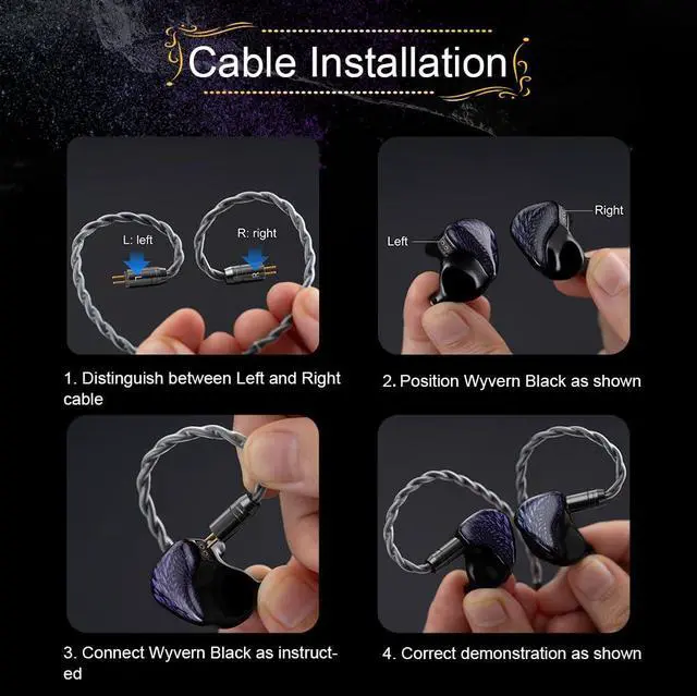 Alt view image 7 of 7 - Kinera Celest Wyvern Black in Ear Earphones 10mm LCP Dynamic Driver with Detachable Cable Audio Headphones
