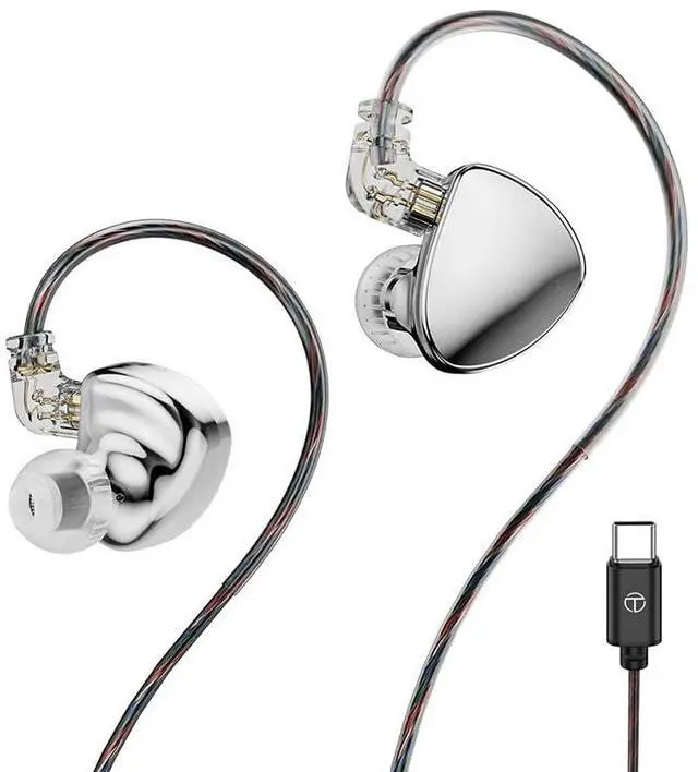 Main image of TRN MT5 Earphone Dual Dynamic Driver in Ear Monitors Headphones (Silver, Type C mic)